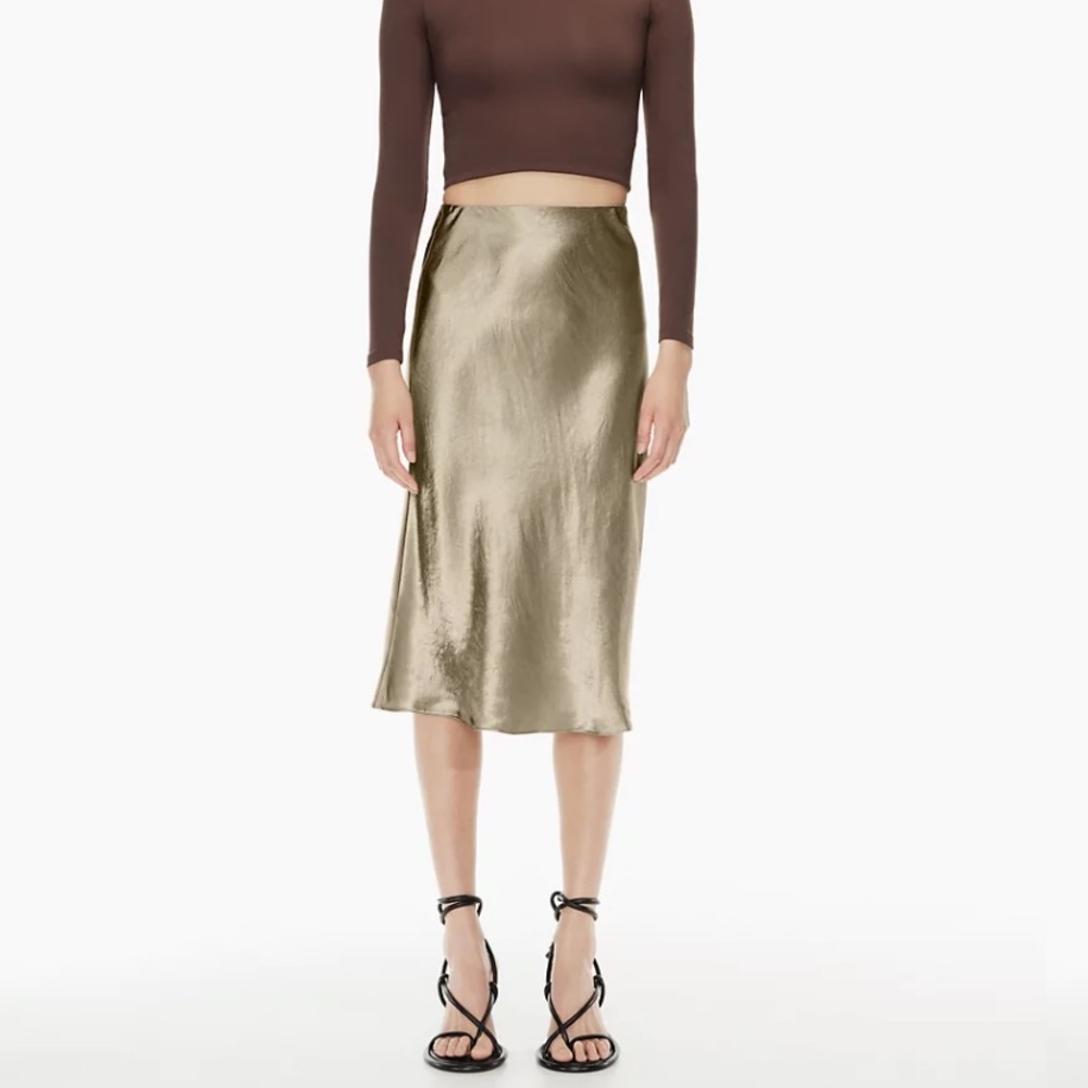 Aritzia Babaton slip SILVER midi skirt